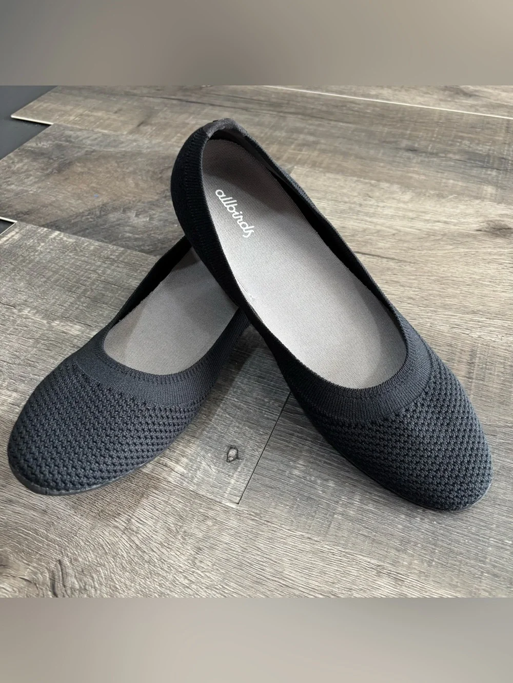 Allbirds Women's Tree Breezers Black Knit Ballet Flats, US Size 10, GUC